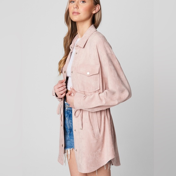 (A54) Blank NYC  Think Pretty Shirt, Faux Suede Shacket, Blush, Size Large, NWT - Picture 2 of 12